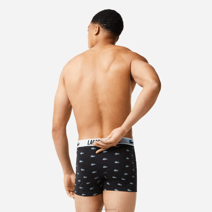 homens Lacoste preto cinza escuro branco shq baú em jersey de poliéster reciclado com 3 unidades 08D01561