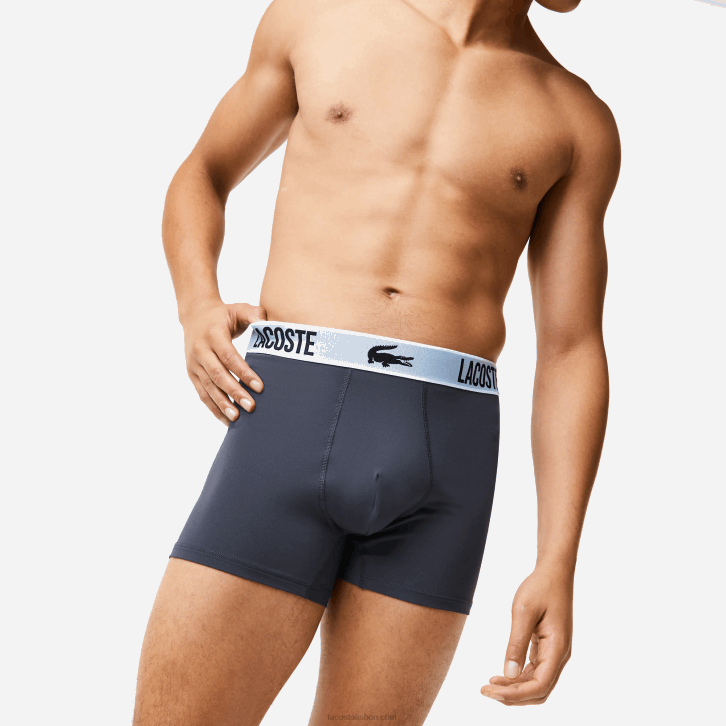 homens Lacoste preto cinza escuro branco shq baú em jersey de poliéster reciclado com 3 unidades 08D01561
