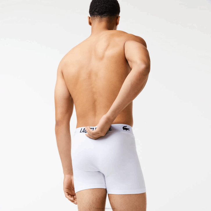 homens Lacoste preto vermelho branco tr2 cueca boxer crocodilo com contraste de marca pacote com 3 08D01548