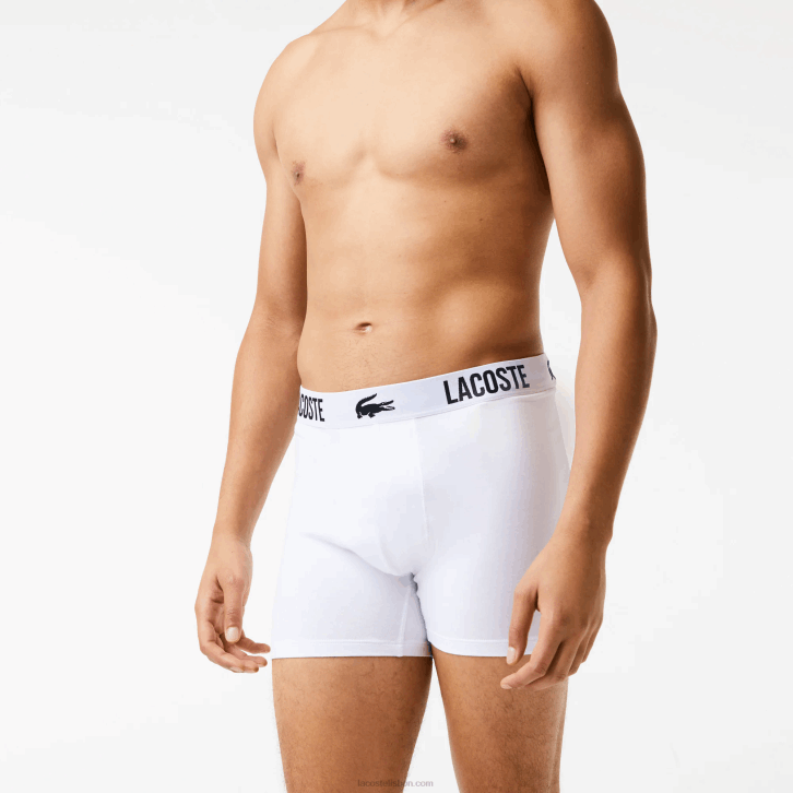 homens Lacoste preto vermelho branco tr2 cueca boxer crocodilo com contraste de marca pacote com 3 08D01548