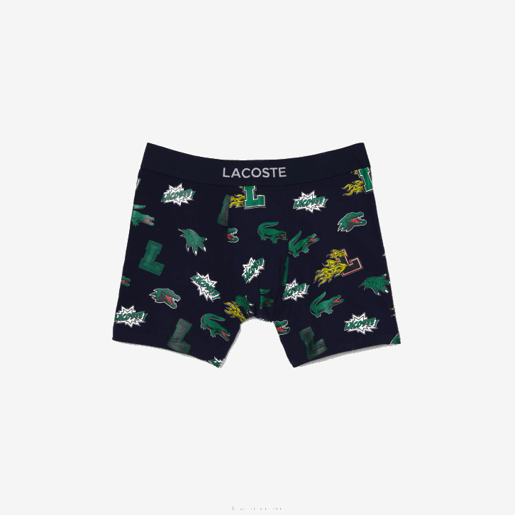 homens Lacoste qrn branco azul marinho boxer de algodão orgânico 08D01626