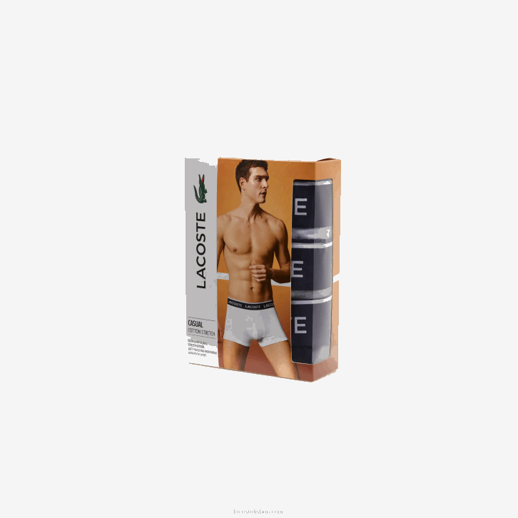homens Lacoste roxo azul marinho cinza chine ggj cueca boxer casual com 3 pacotes 08D0482