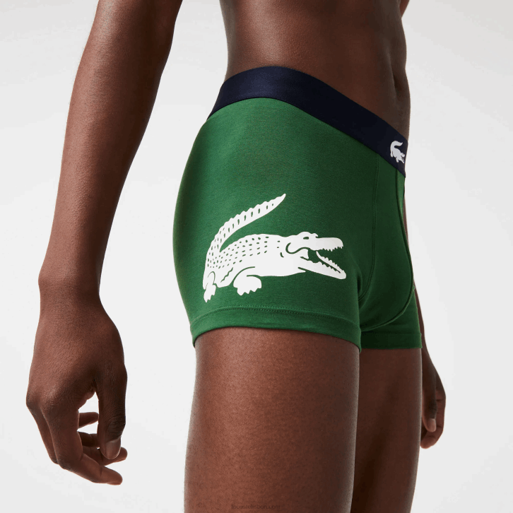 homens Lacoste verde azul marinho branco p52 baú de algodão elástico incompatível com 3 unidades 08D01341