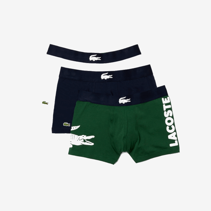 homens Lacoste verde azul marinho branco p52 baú de algodão elástico incompatível com 3 unidades 08D01341