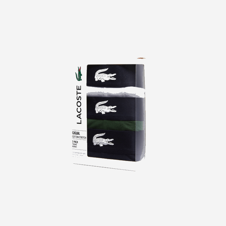 homens Lacoste verde azul marinho branco p52 baú de algodão elástico incompatível com 3 unidades 08D01341