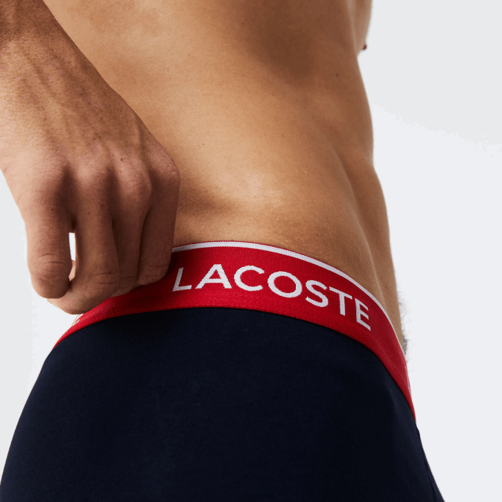 homens Lacoste verde vermelho azul marinho hy0 cueca boxer longa de algodão com 3 unidades 08D01416