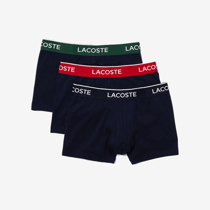 homens Lacoste verde vermelho azul marinho hy0 cueca boxer longa de algodão com 3 unidades 08D01416
