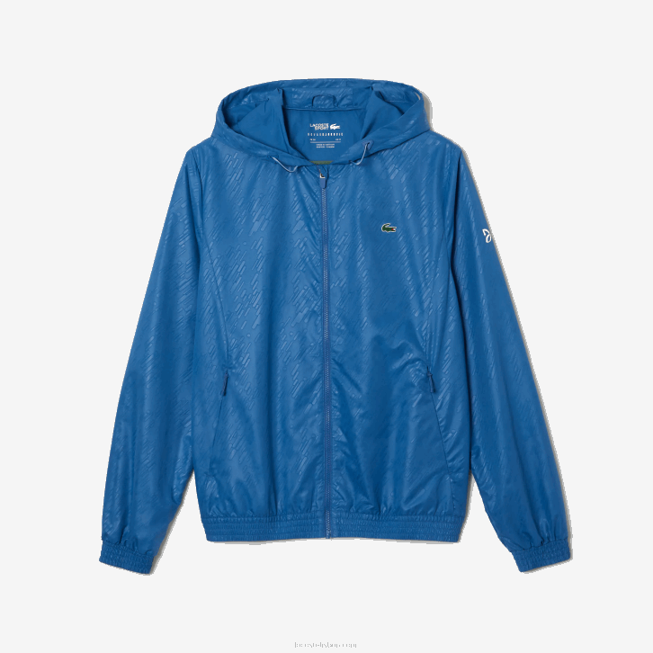 homens Lacoste azul branco q6t blusão repelente de água sport novak djokovic 08D01298