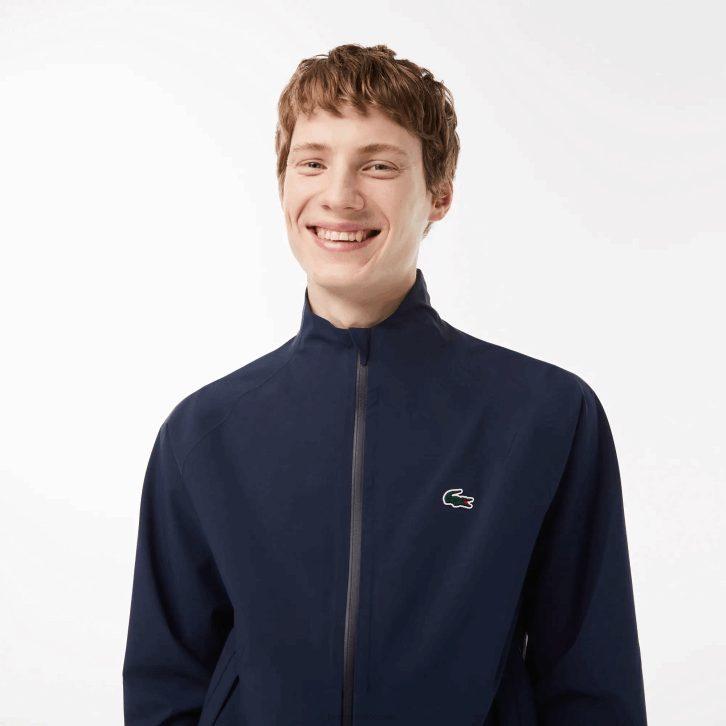 homens Lacoste azul marinho 423 blusão de golfe impermeável com fecho de correr 08D0394