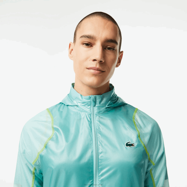 homens Lacoste perfeito br8 blusão com capuz esportivo à prova d\'água 08D01