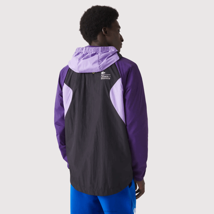 homens Lacoste preto roxo 6kb blusão esportivo embalável 08D01255