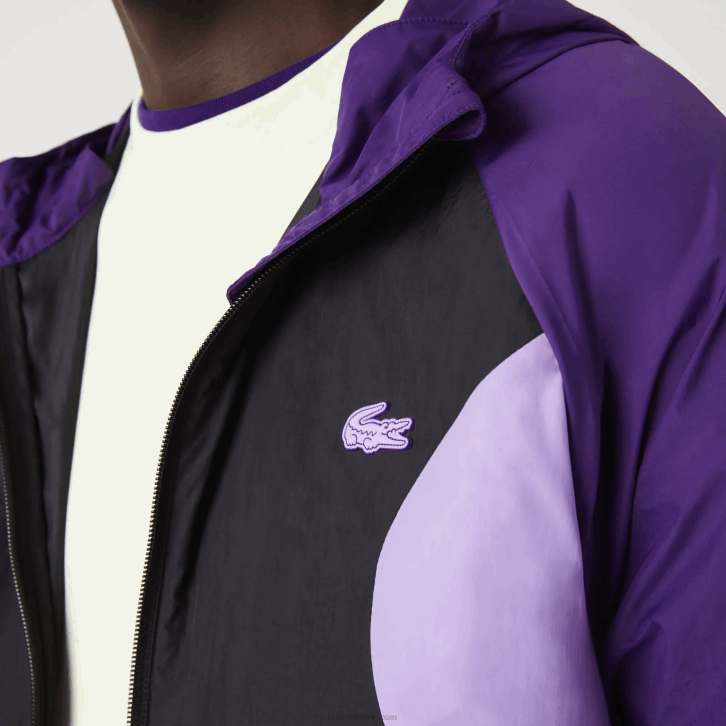 homens Lacoste preto roxo 6kb blusão esportivo embalável 08D01255
