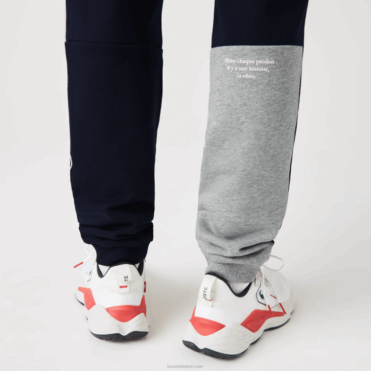 homens Lacoste azul marinho 166 calça jogging de lã de algodão desestruturada da marca Heritage 08D01206