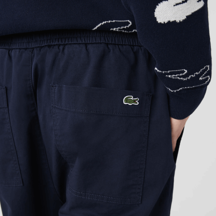 homens Lacoste azul marinho 166 calças de jogging de algodão elástico 08D01164