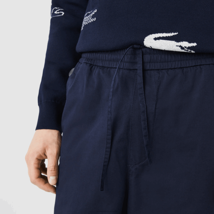 homens Lacoste azul marinho 166 calças de jogging de algodão elástico 08D01164