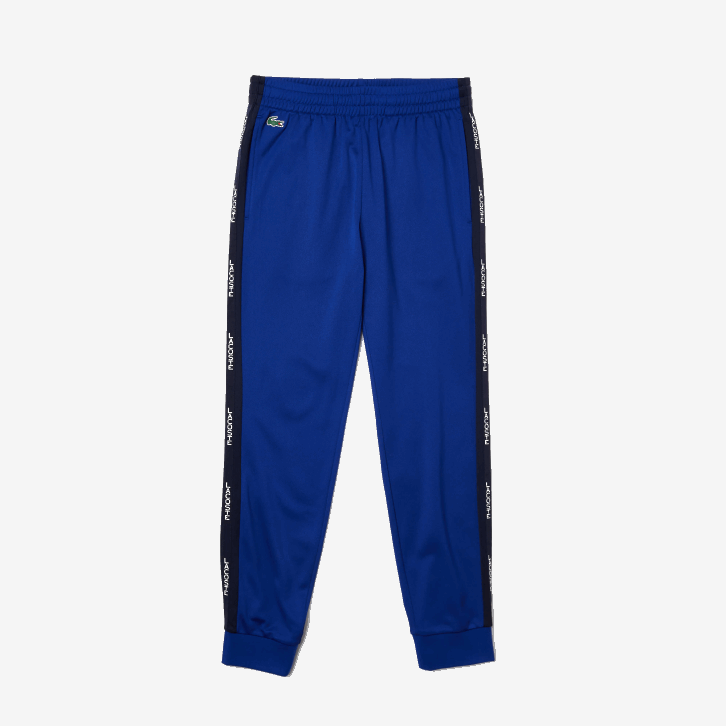 homens Lacoste azul marinho branco 1mt calça jogging piquê esporte 08D01141