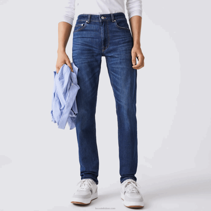 homens Lacoste azul mk9 calça jeans slim fit de algodão 08D0419