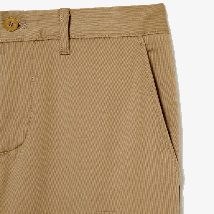 homens Lacoste bege cb8 novas calças clássicas de algodão elástico de ajuste fino 08D0476