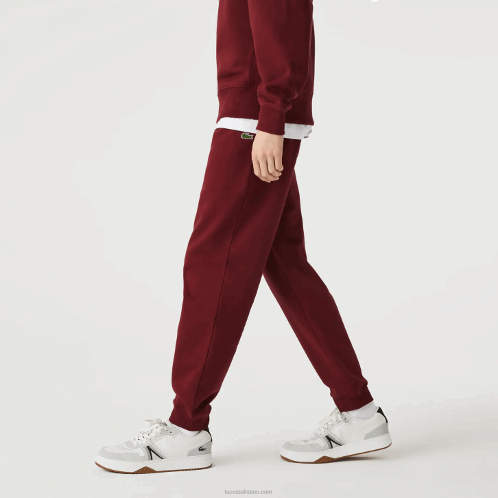 homens Lacoste bordeaux z7f calças de jogging de lã de algodão orgânico 08D01207