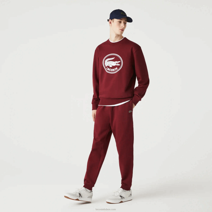 homens Lacoste bordeaux z7f calças de jogging de lã de algodão orgânico 08D01207