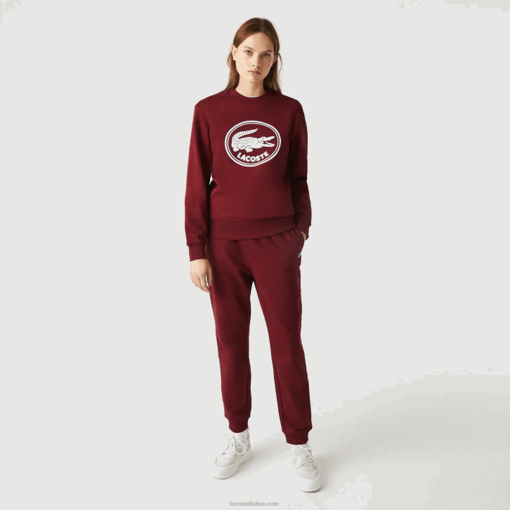 homens Lacoste bordeaux z7f calças de jogging de lã de algodão orgânico 08D01207