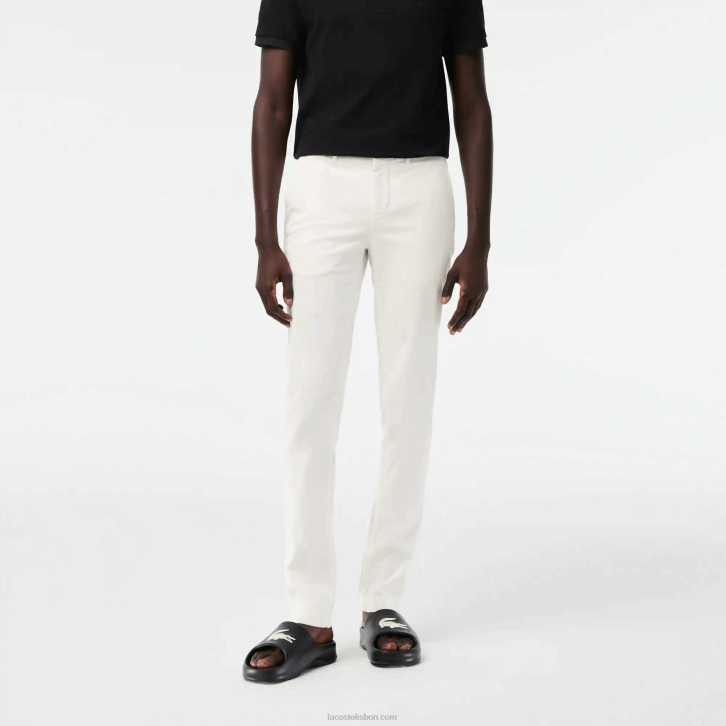 homens Lacoste branco 70v novas calças clássicas de algodão elástico de ajuste fino 08D01550