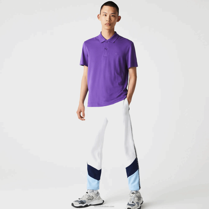 homens Lacoste branco azul vhe calças de jogging de lã colorblock listradas de assinatura 08D01146