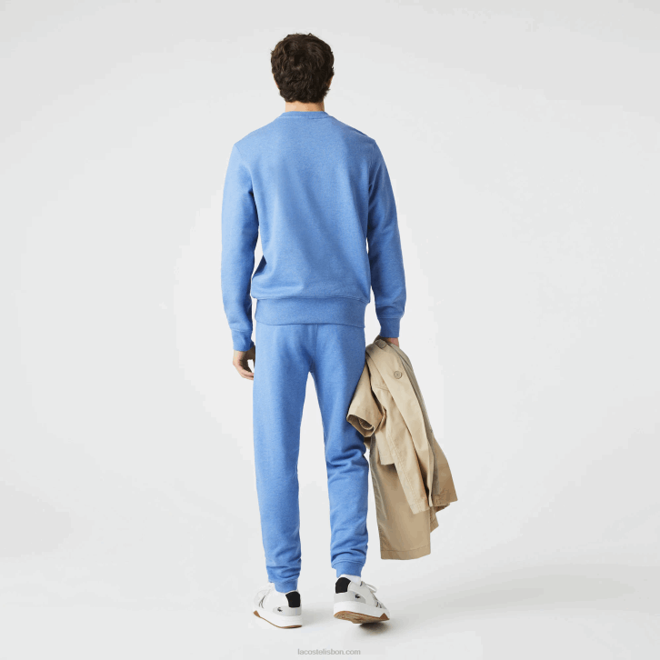 homens Lacoste chine azul hg3 calça jogging de lã de algodão com estampa de crocodilo e assinatura 08D01067