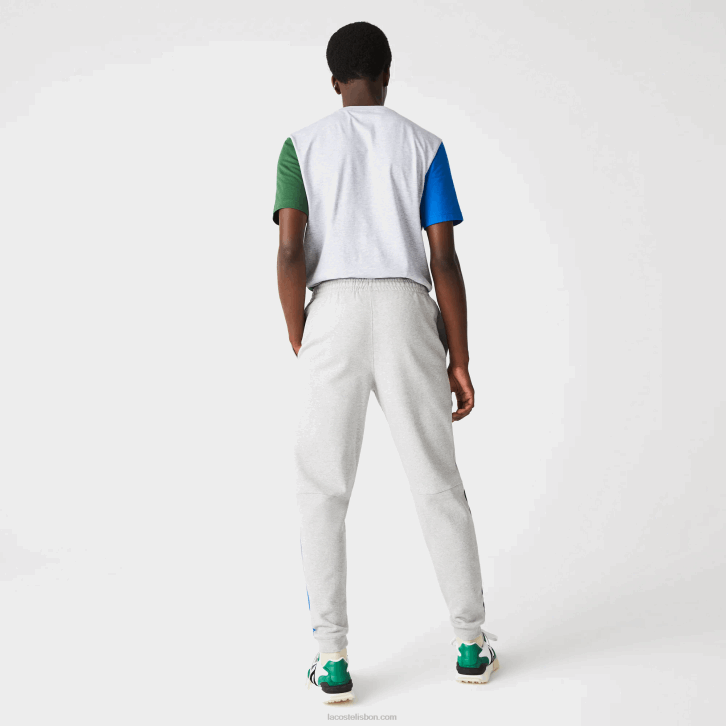 homens Lacoste chine cinza azul verde hkb calça jogging mistura de lã de algodão colorblock 08D01179