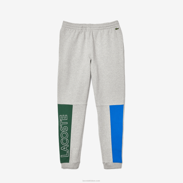 homens Lacoste chine cinza azul verde hkb calça jogging mistura de lã de algodão colorblock 08D01179