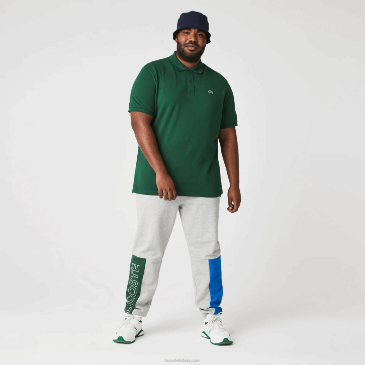 homens Lacoste chine cinza azul verde hkb calça jogging mistura de lã de algodão colorblock 08D01179