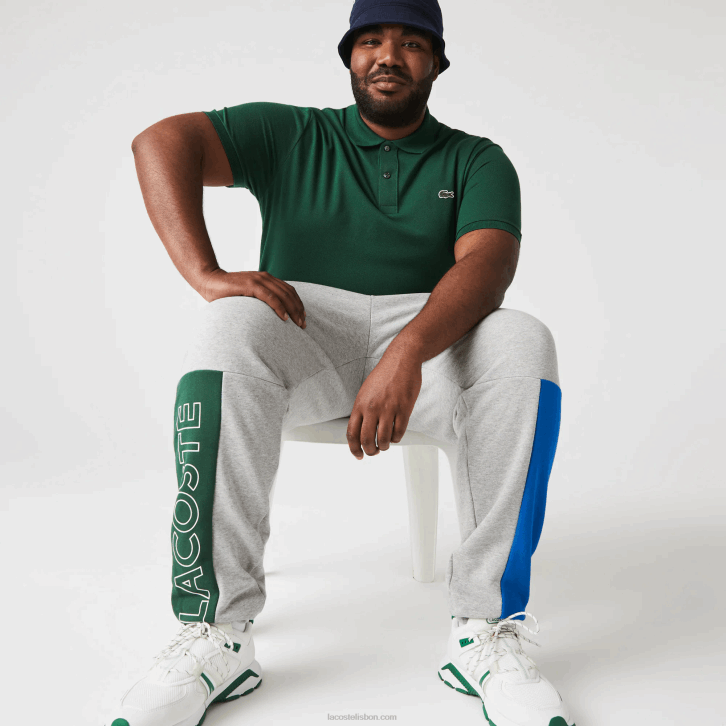 homens Lacoste chine cinza azul verde hkb calça jogging mistura de lã de algodão colorblock 08D01179