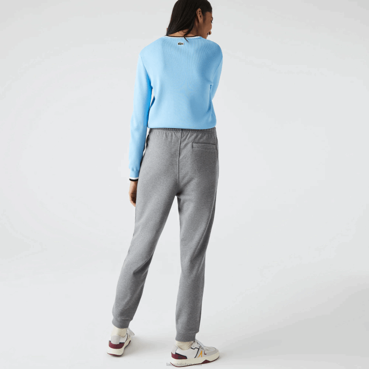 homens Lacoste lombo cinza 1vq calças de jogging de lã de algodão orgânico 08D01208