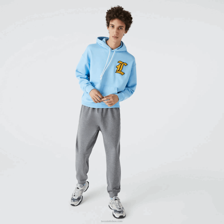homens Lacoste lombo cinza 1vq calças de jogging de lã de algodão orgânico 08D01208