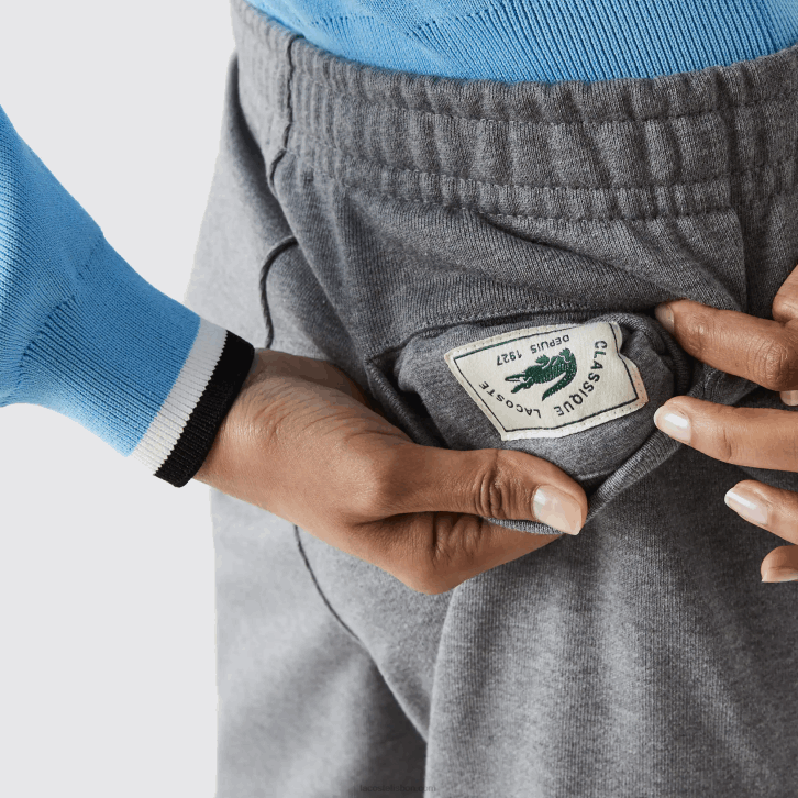 homens Lacoste lombo cinza 1vq calças de jogging de lã de algodão orgânico 08D01208