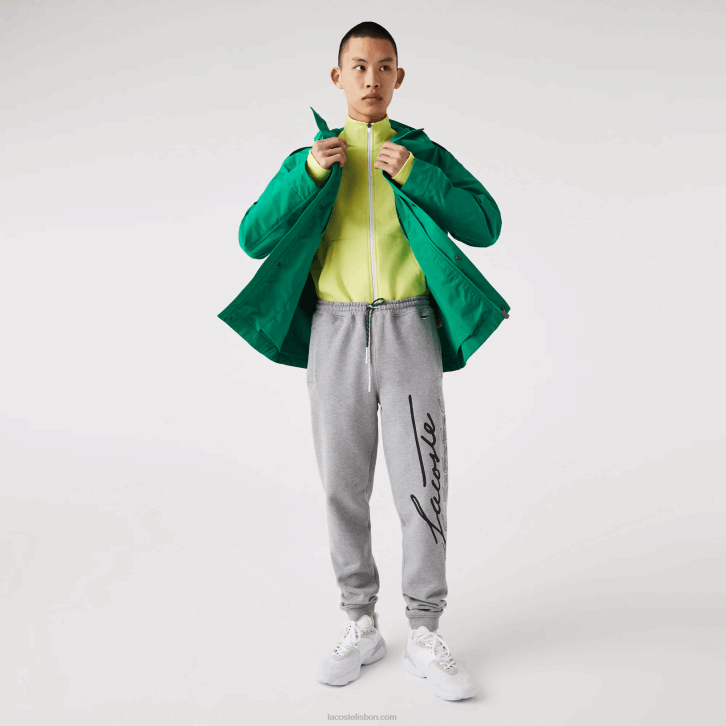 homens Lacoste lombo cinza 4jv calça jogging de lã de algodão com estampa de crocodilo e assinatura 08D01065