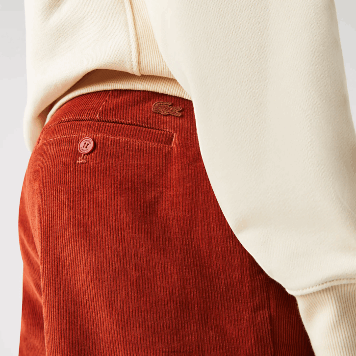 homens Lacoste marrom ql2 calças retas de veludo cotelê 08D01643