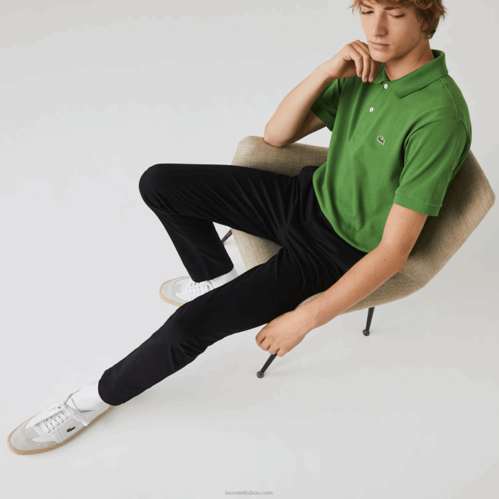 homens Lacoste preto 031 calças de gabardine elásticas slim fit 08D0548