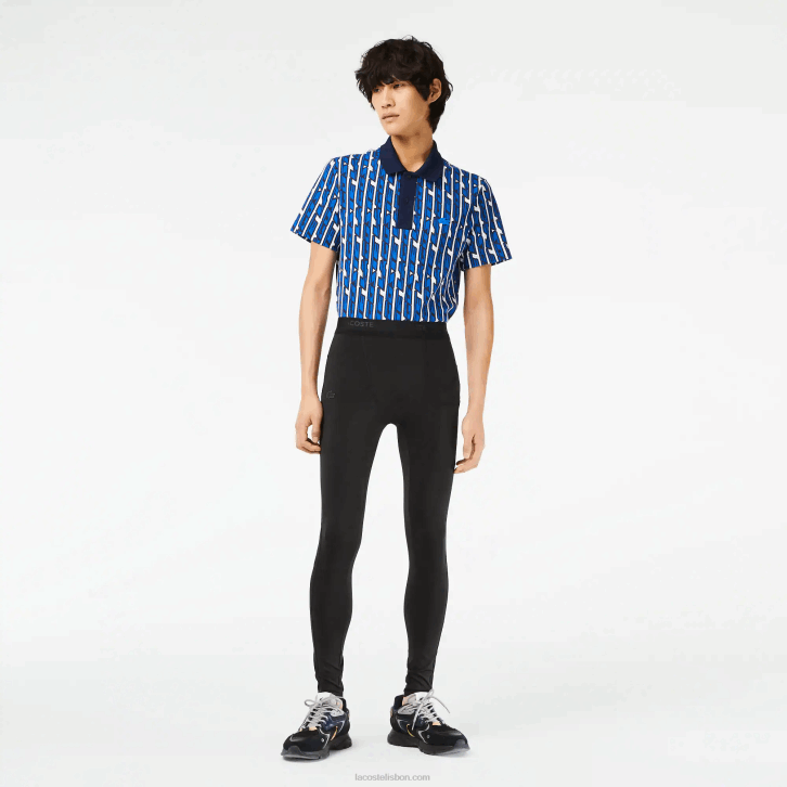 homens Lacoste preto 031 leggings esportivas de poliéster reciclado 08D0509