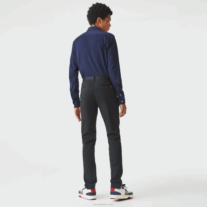 homens Lacoste preto 031 novas calças clássicas de algodão elástico de ajuste fino 08D0477