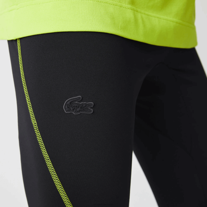 homens Lacoste preto amarelo 60r leggings térmicas esportivas 08D01112