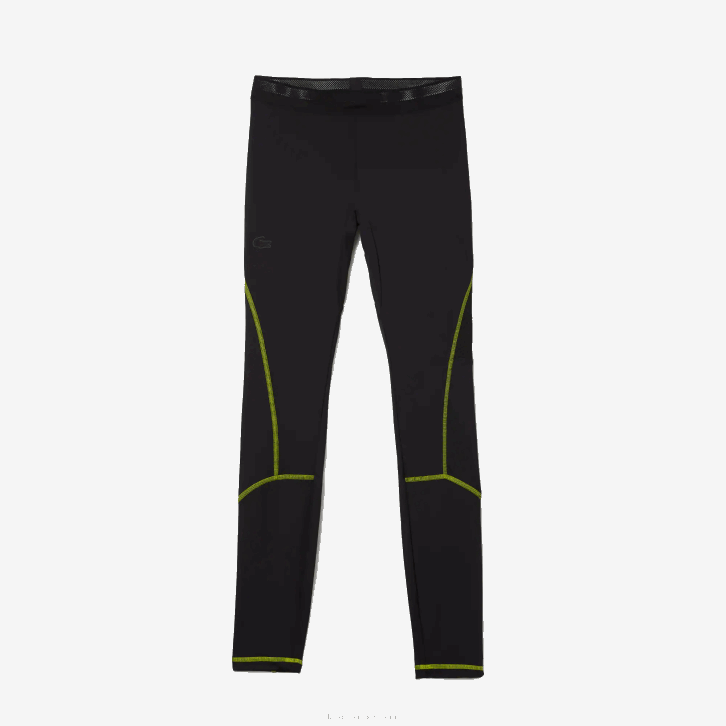 homens Lacoste preto amarelo 60r leggings térmicas esportivas 08D01112