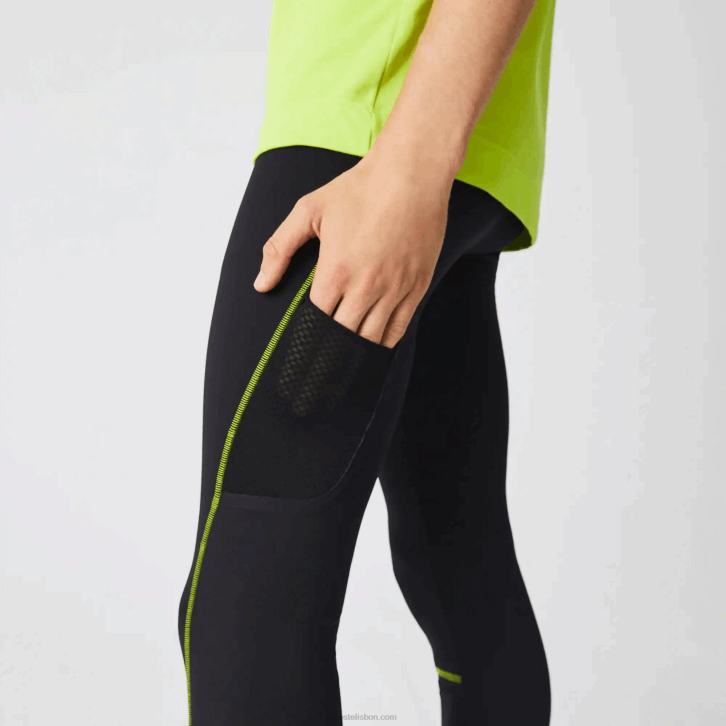 homens Lacoste preto amarelo 60r leggings térmicas esportivas 08D01112