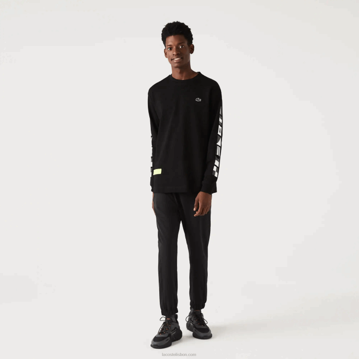 homens Lacoste preto c31 calças esportivas com zíper inferior 08D01091