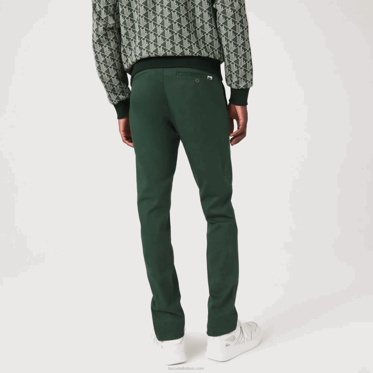 homens Lacoste verde 5hx novas calças clássicas de algodão elástico de ajuste fino 08D01655