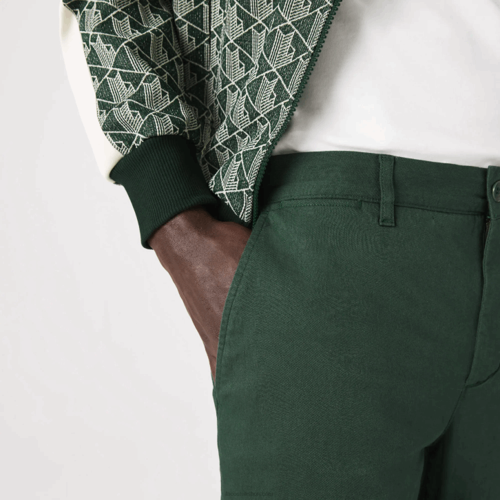 homens Lacoste verde 5hx novas calças clássicas de algodão elástico de ajuste fino 08D01655