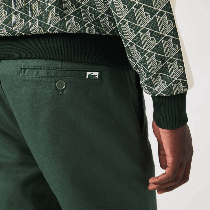 homens Lacoste verde 5hx novas calças clássicas de algodão elástico de ajuste fino 08D01655