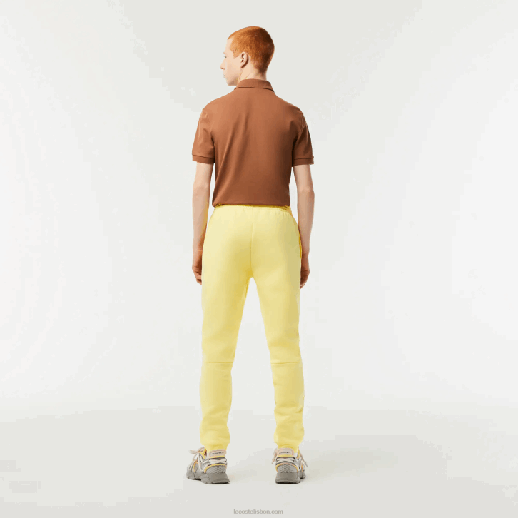 homens Lacoste amarelo 107 calça de moletom de ajuste cônico 08D0349