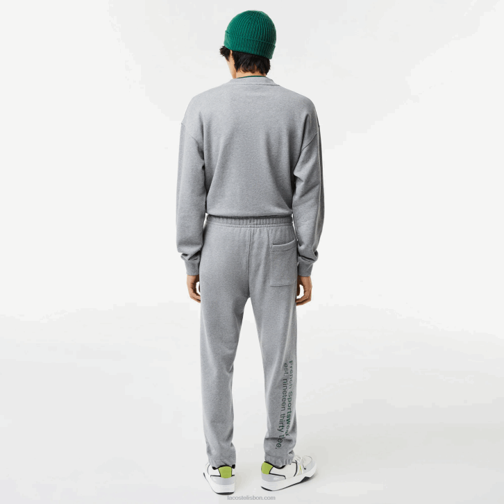 homens Lacoste ano chine cinza calças de treino impressas 08D01012