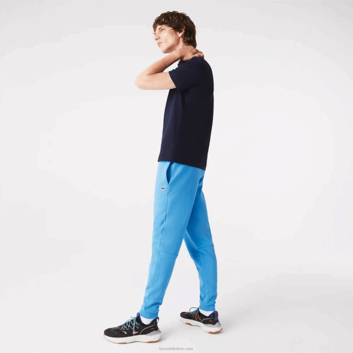homens Lacoste azul 4x calça de moletom de ajuste cônico 08D01086